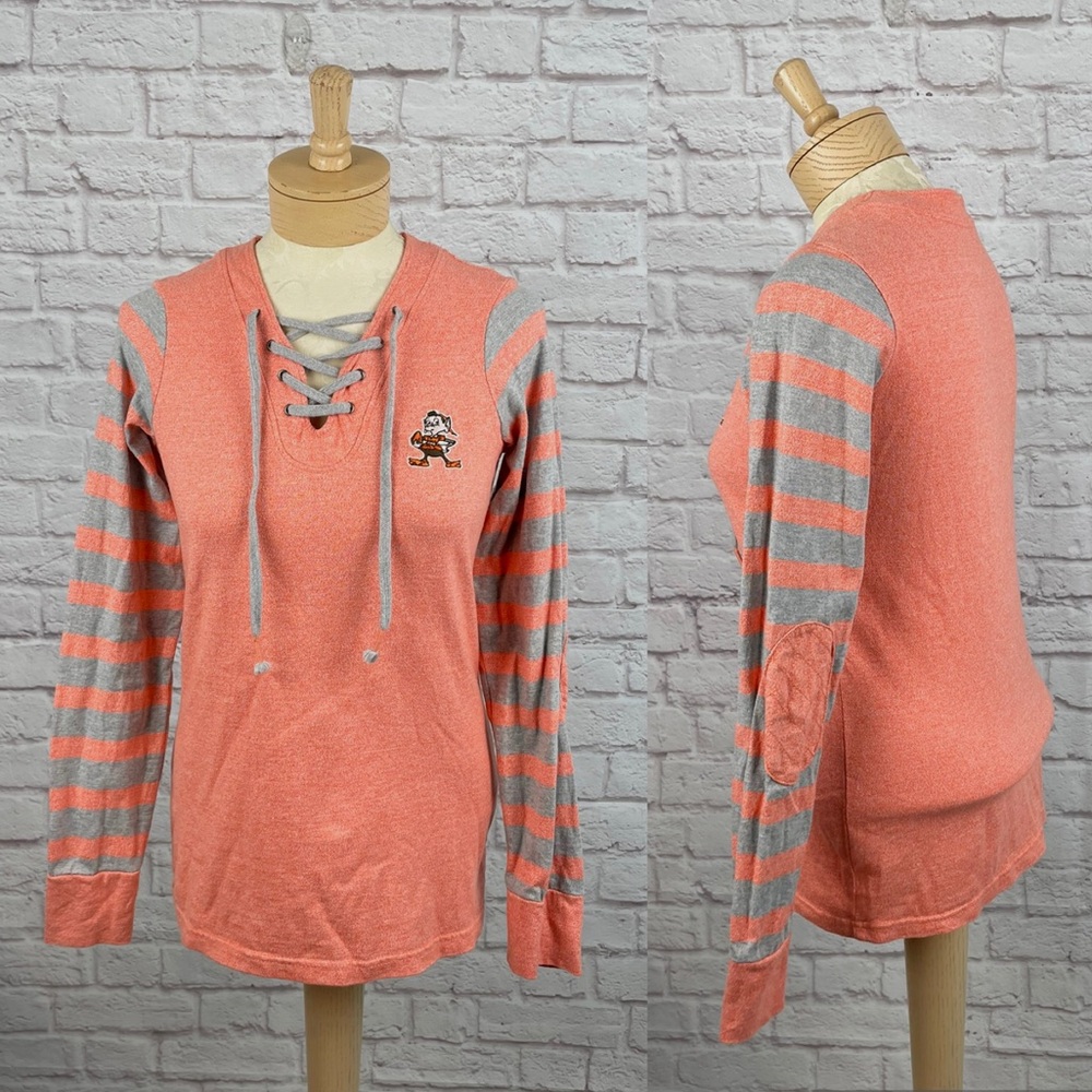 Cleveland Browns Brownie the Elf Lace-up Orange Sweatshirt Size Medium